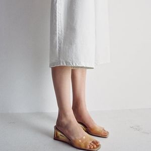 Zara vinyl mini wedge sandal NEW w/no tags  (size 38)